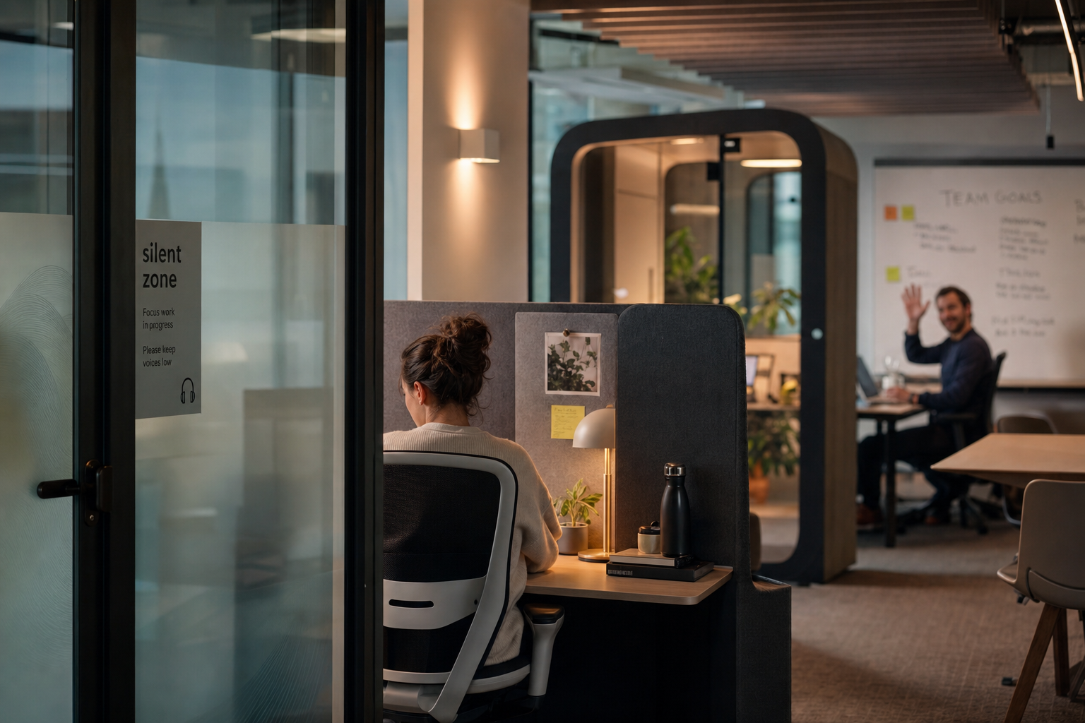 Akoestische oplossingen voor stiltewerkplekken